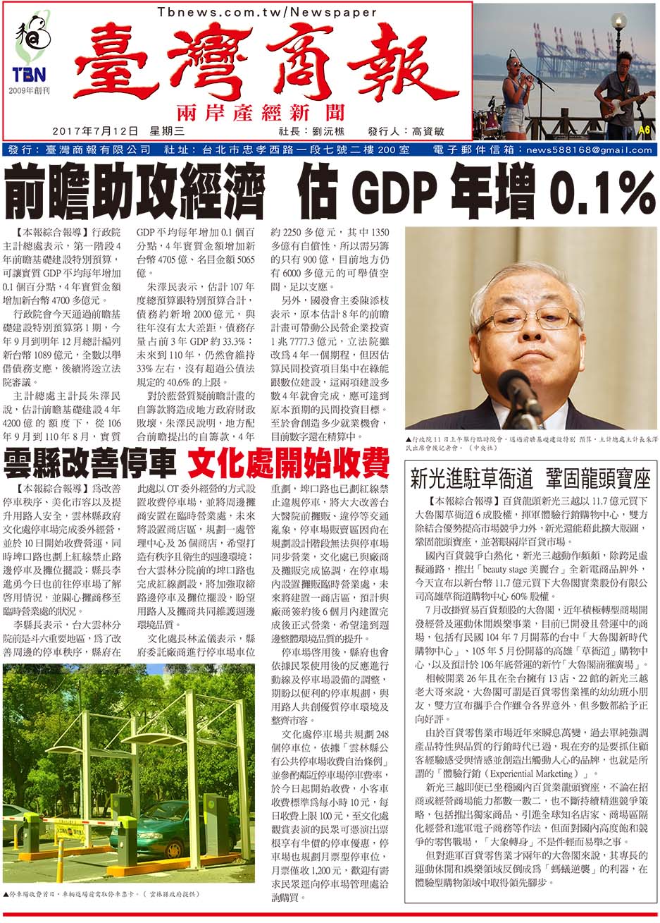 前瞻助攻經濟 估 GDP 年增 0.1%