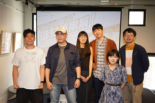第二梯次進駐創作者合影(左起)zee、菊箱動畫胡博閎、韓采君、趙大威、阿文、爛貨習作