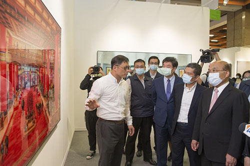 文化部行政院長蘇貞昌及文化部長李永得參觀2020 ART TAIPEI 台北國際藝術博覽會。