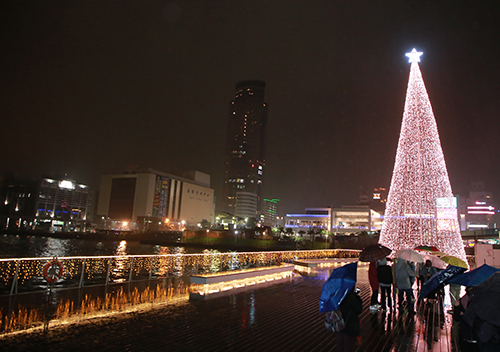 基隆港邊限定 台灣頭最靠海聖誕樹耀眼點燈